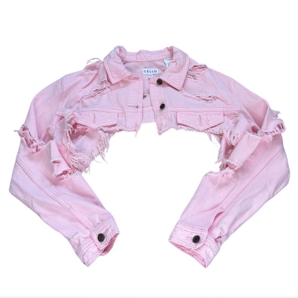 Cello Pink Cropped Denim Jacket